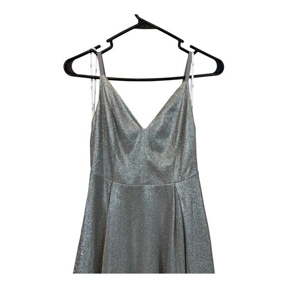 NWT Lulus Lookout Weekend Sparkly Silver Skater Dress S Metallic Fit & Flare - Picture 2 of 10